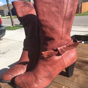 Red leather boots